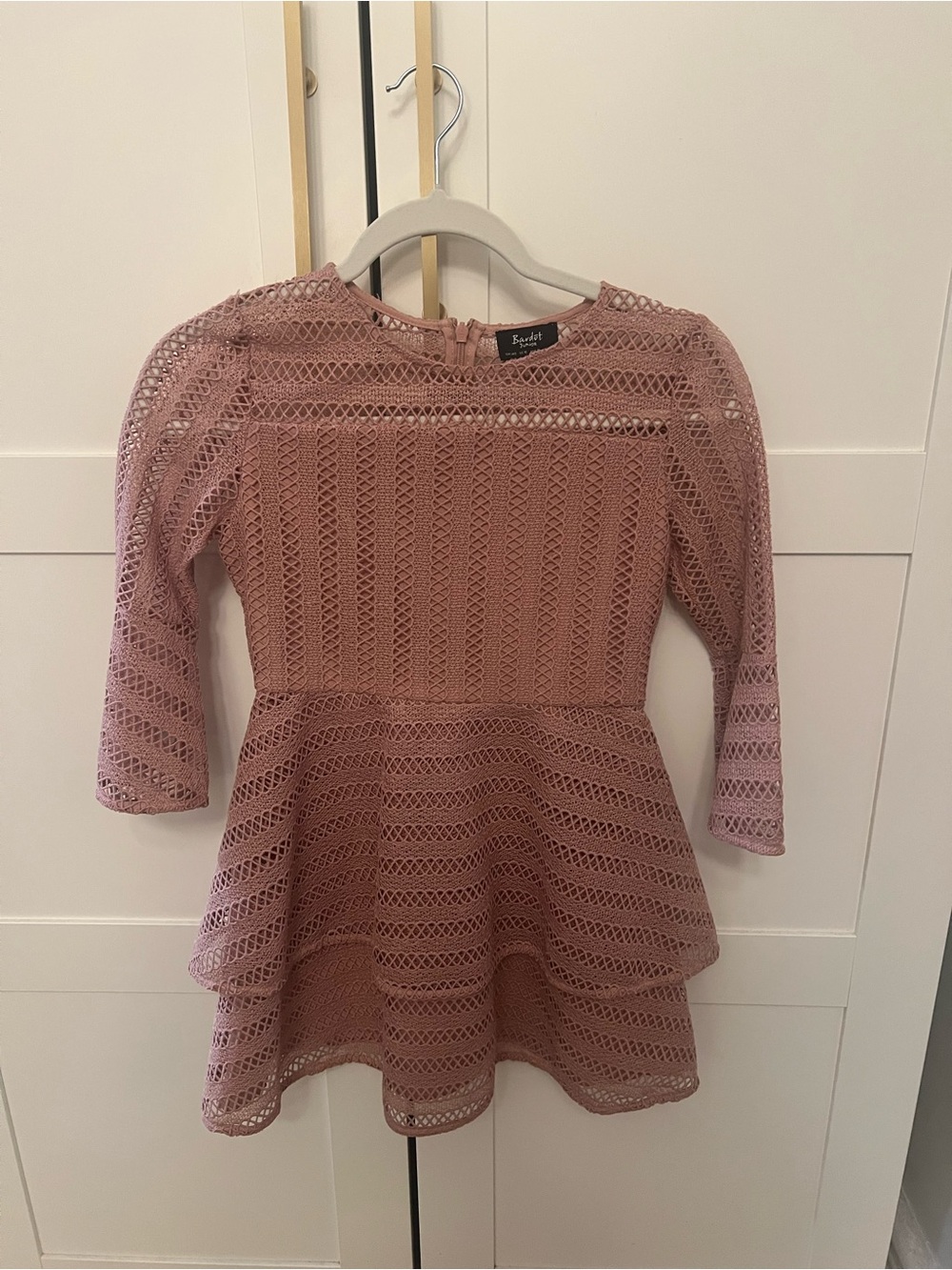Bardot Jr. Pink Crochet Peplum Dress - Kids